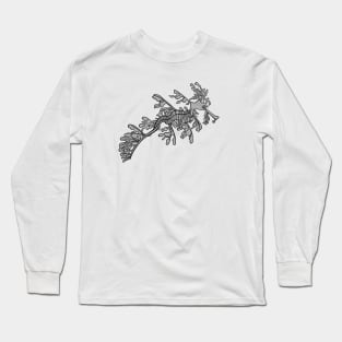 Leafy Seadragon - marine animal ink art - on white Long Sleeve T-Shirt